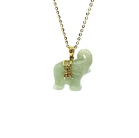 10K Gold Jadeite Elephant Pendant - yellow gold