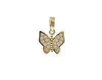 10K Yellow Gold Butterfly Cubic Zirconia Charm - 15mm x 11mm