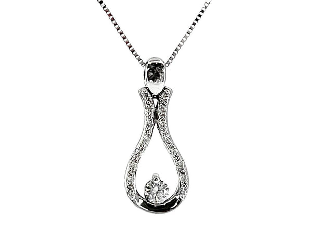 10K White Gold 0.20cttw Canadian Diamond Necklace, 18"