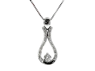 10K White Gold 0.20cttw Canadian Diamond Necklace, 18"