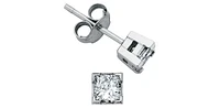 14K White Gold 0.20cttw Princess Cut Canadian Diamond Earrings