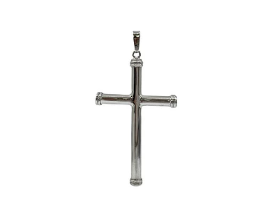 925 Sterling Silver Rhodium Plated Cross Pendant - 58mm x 30mm