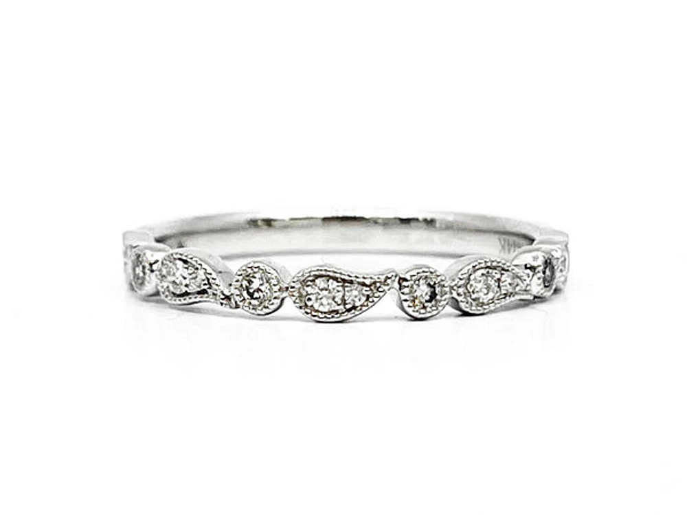 14K White Gold 0.13cttw Diamond Ring - Size 6.5