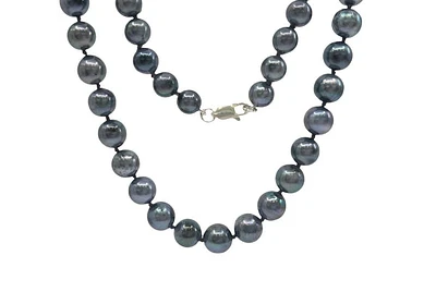 Black Cultured Graduated Pearl Strand with Sterling Silver Lobster Clasp