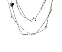 10K White Gold Hearts Double Link Anklet with 0.5 Inch Adjuster - 10 Inches