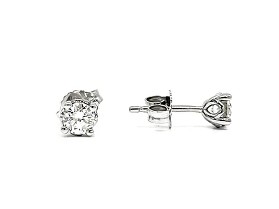 14K White Gold 0.15cttw Round Cut Canadian Diamond Stud Earrings
