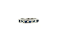 10K White Gold 0.40cttw Sapphire and 0.28cttw Diamond Princess Cut Channel Set Ring - Size 7