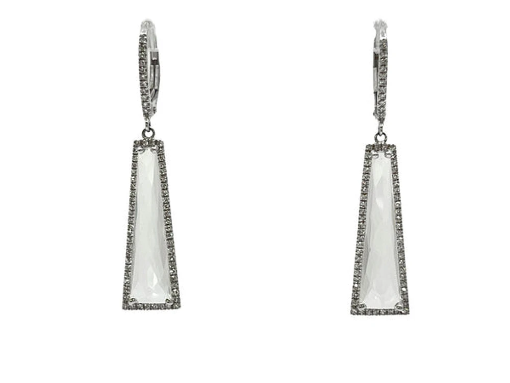 14K White Gold 5.64cttw White Topaz and 0.30cttw Diamond Dangle / Drop / Chandelier Earrings