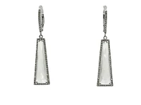 14K White Gold 5.64cttw White Topaz and 0.30cttw Diamond Dangle / Drop / Chandelier Earrings