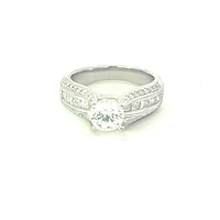 14K Princess Cut and Round Brilliant Diamond Ring - Mount Only (No centre diamond) / Gold