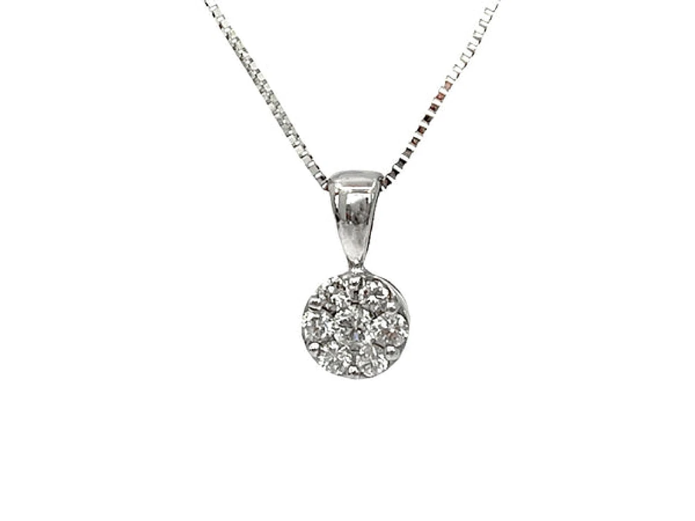 14K White Gold 0.19cttw Diamond Pendant, 18"