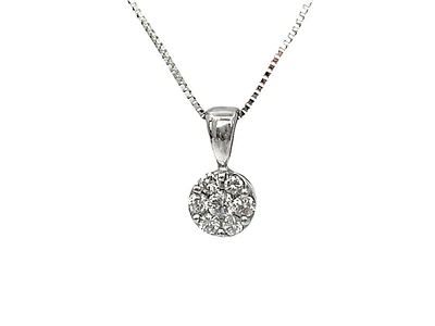 14K White Gold 0.19cttw Diamond Pendant, 18"