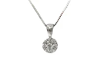 14K White Gold 0.19cttw Diamond Pendant, 18"