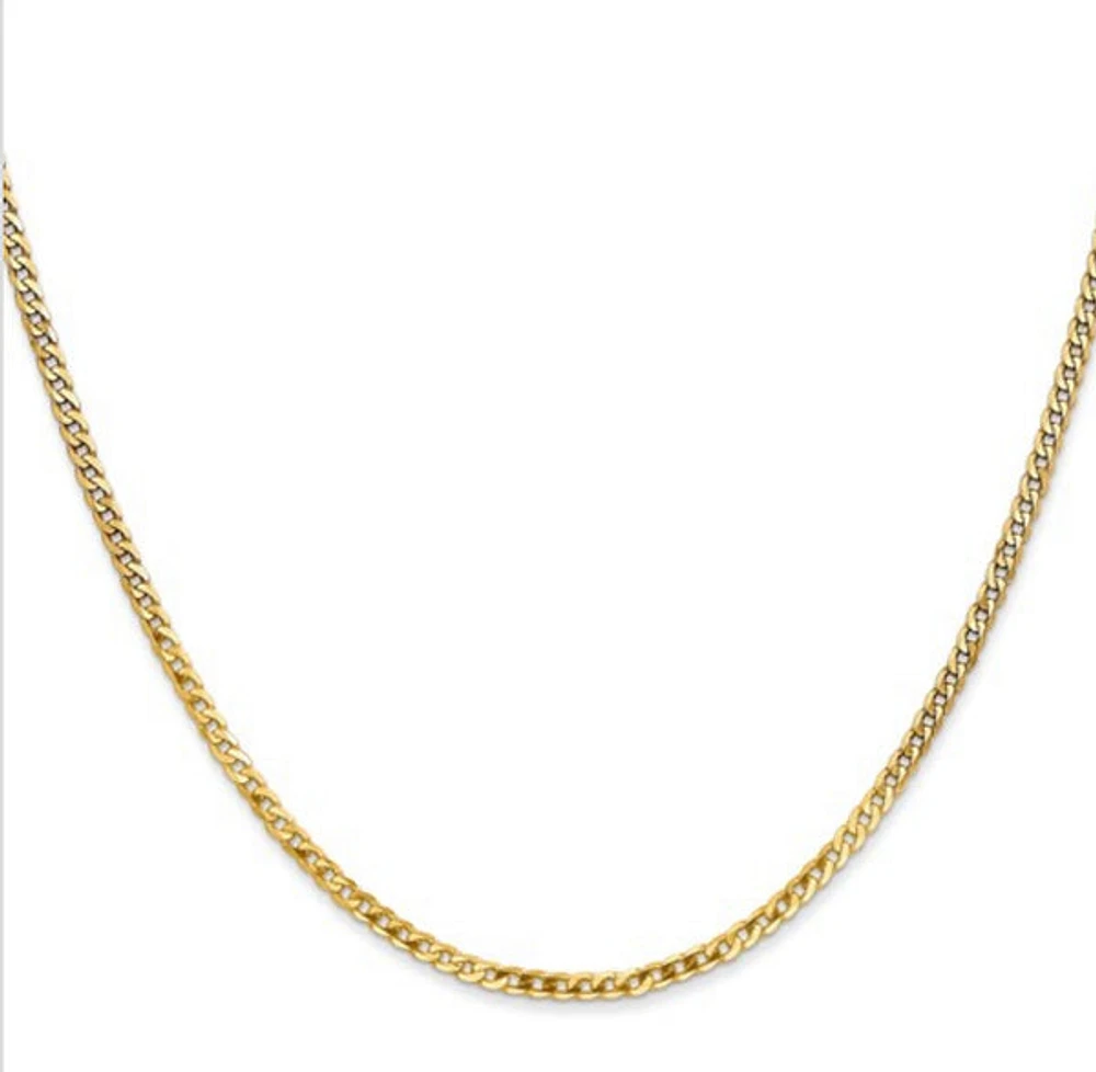 10K Yellow Gold Flat Beveled Curb Chain