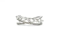 14K White Gold 0.44cttw Baguette and Round Diamond Ring, Size 6.75