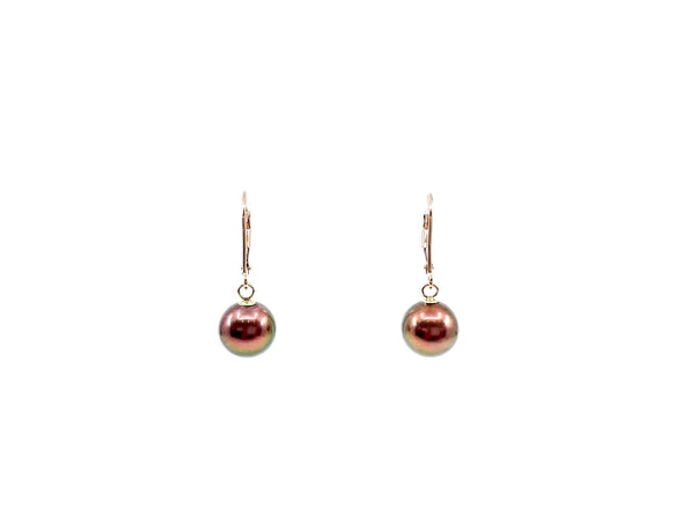 14K Rose Gold South Sea Pearl 9-10mm Earrings
