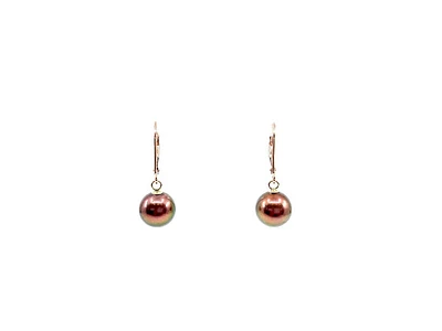 14K Rose Gold South Sea Pearl 9-10mm Earrings