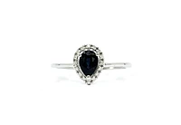 10K White Gold 0.60cttw Genuine Pear Shaped Sapphire and 0.16cttw Diamond Ring