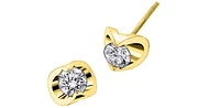 14K Yellow Gold cttw Canadian Diamond Mezza Luna Earrings with Screw Backs