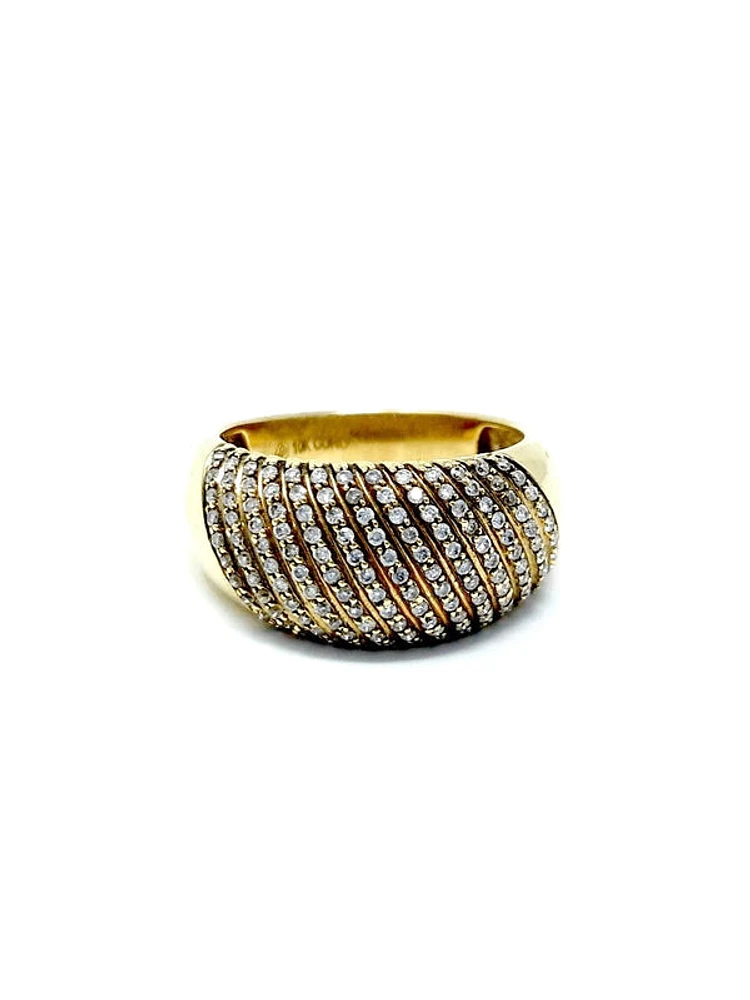 10K Yellow Gold 0.50cttw Round Cut Diamond Statement Ring, size 6.5