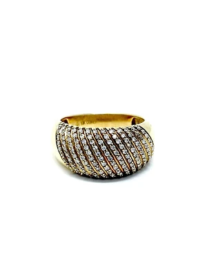10K Yellow Gold 0.50cttw Round Cut Diamond Statement Ring, size 6.5