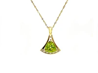 10K Yellow Gold 1.70cttw Peridot 6mm & 0.03cttw Diamond Pendant