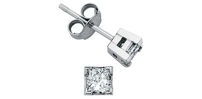 14K White Gold 0.27cttw Princess Cut Canadian Diamond Earrings