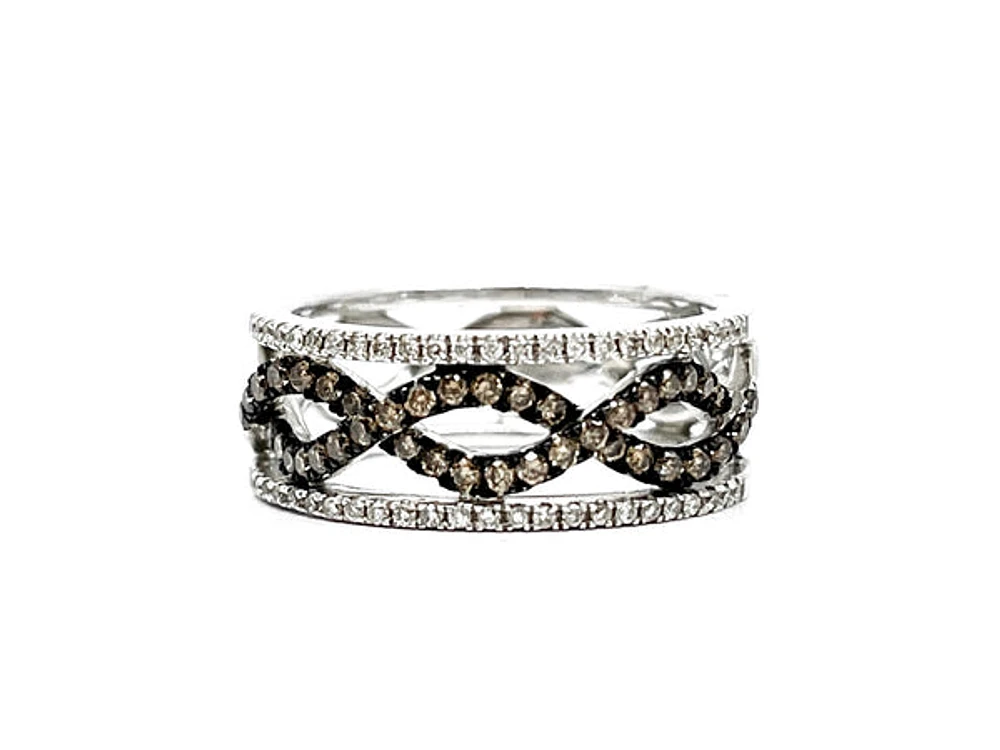 14K White Gold 0.51cttw Champagne and White Diamond Ring - size 6.5