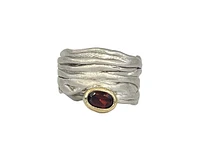 Sterling Silver & 18K Yellow Gold Plated Garnet Ring