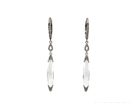 14K White Gold 4.03cttw White Topaz and 0.12cttw Diamond Dangle Earrings