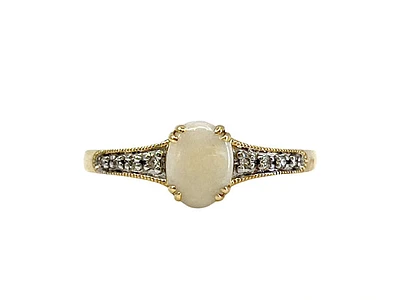 10K Yellow Gold 0.50cttw Genuine Opal and 0.04cttw Diamond Ring, size 7