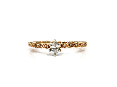 14K Rose Gold 0.18cttw Marquise Engagement Diamond Rings - Size 6.5