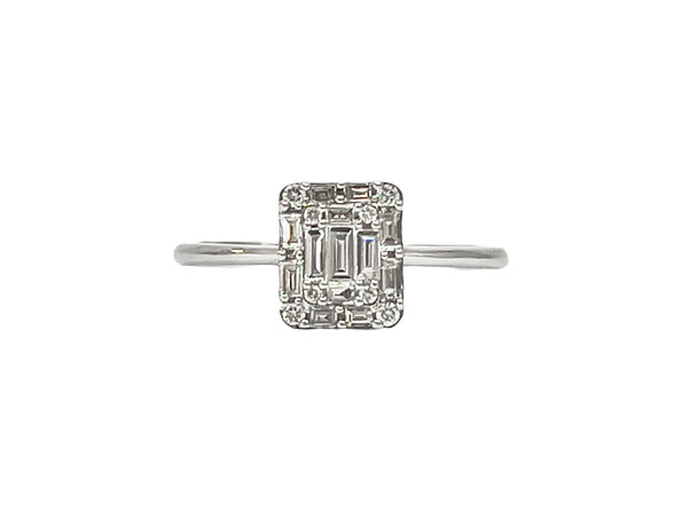 14K White Gold 0.32cttw Diamond Ring - size 7