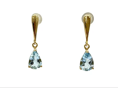 14K Yellow Gold 2.40cttw Aquamarine Earrings