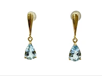 14K Yellow Gold 2.40cttw Aquamarine Earrings