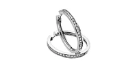 10K White Gold 0.25cttw Diamond Hoop Huggie Hinged Earrings