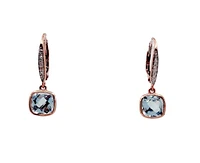 10K Rose Gold 2.75cttw Blue Topaz & 0.02cttw Diamond Lever Back  / Dangle / Drop Earring
