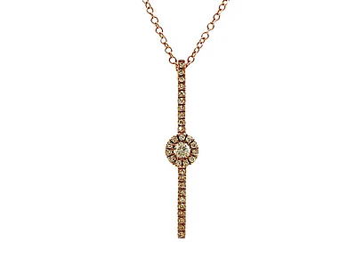 14K Rose Gold 0.13cttw Diamond Pendant, 18"
