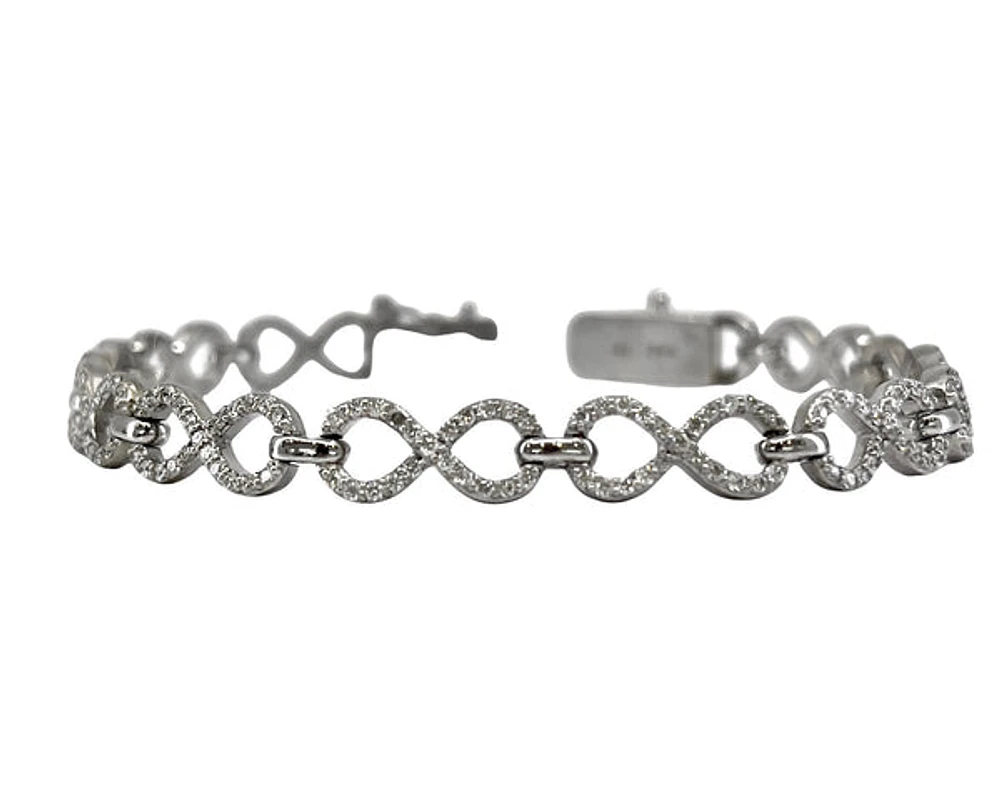 14K White Gold 2.10cttw Diamond Infinity Tennis Bracelet, 7"