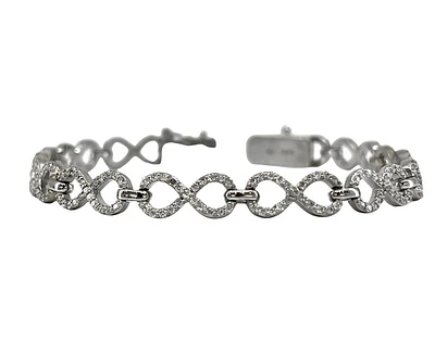 14K White Gold 2.10cttw Diamond Infinity Tennis Bracelet, 7"