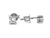 14K White Gold 0.15cttw Princess Cut Canadian Diamond Earrings