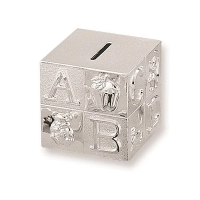 Silver-plated Metal Baby Block Bank