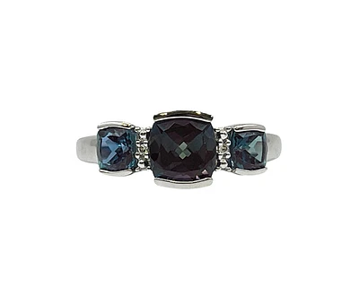 10K White Gold 2.00cttw Created Alexandrite and 0.014cttw Diamond Ring, size 7