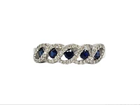 14K White Gold 0.40cttw Genuine Sapphire & 0.19cttw Diamonds Ring, size 6.5