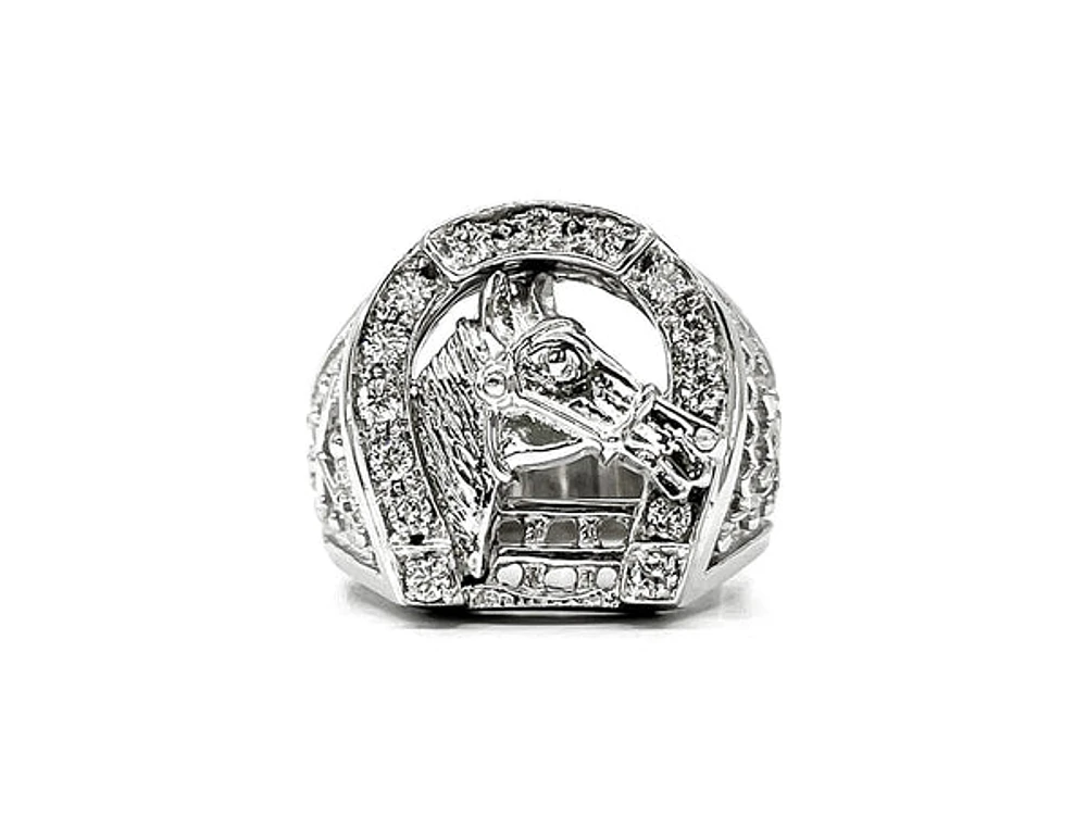 14K White Gold 0.45cttw Diamond Gents Ring, size 10