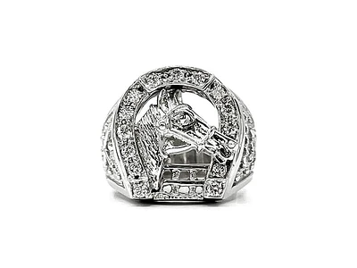 14K White Gold 0.45cttw Diamond Gents Ring, size 10