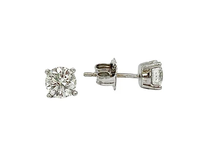 14K White Gold 1.01cttw Round Brilliant Cut Canadian Diamond Earrings