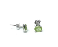 10K White Gold 1.00cttw Genuine Peridot & 0.017cttw Diamond Earrings