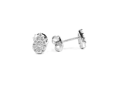 925 Sterling Silver Cubic Zirconia Cluster Tear Drop Studs - 8.4mm x 5.7mm