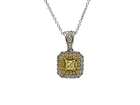 14K White & Yellow Gold 0.83cttw Fancy Yellow Radiant Cut Diamond Necklace - 18 Inches